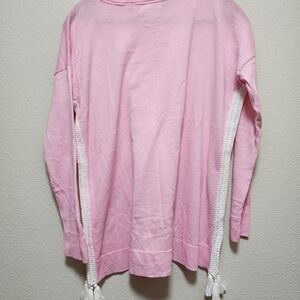 Lilly Pulitzer Pink Long-Sleeve Knit Top with White Knitted Tassel Trim